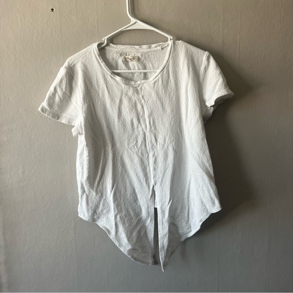 Madewell White Textured Tie Front Top Size Medium - Picture 1 of 7